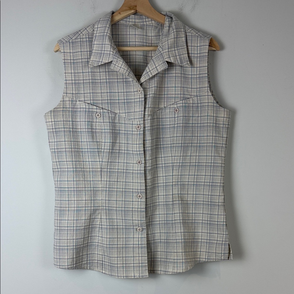 MEC VintageSleeveless Plaid Button-Up Women's Top Large